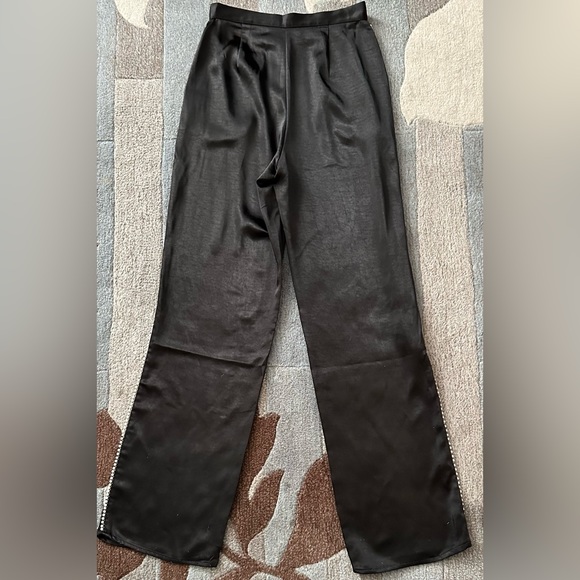 KITTENISH Black Satin Trousers with Pearl Strand “Racing Stripes” - Picture 7 of 8